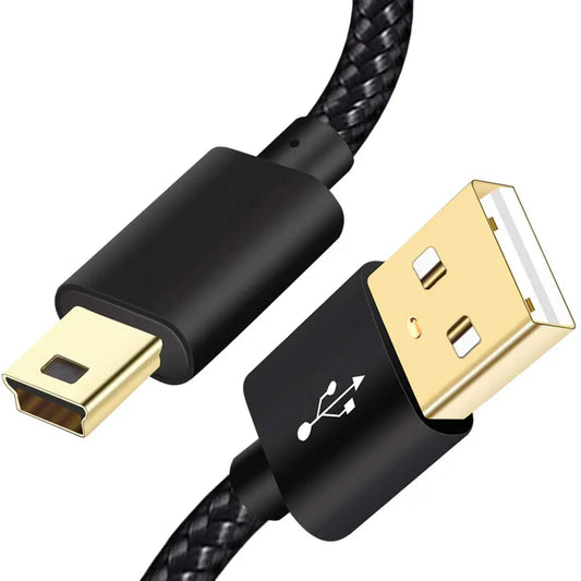 Mini USB Cable,6ft Braided Type A Male to Mini B Cable Data Charging Cable for GoPro Hero 3+,PS3 Controller Charger,MP3 Player,Dash Cam Cord for Canon PowerShot Rebel ELPH Camera Cord for Garmin GPS