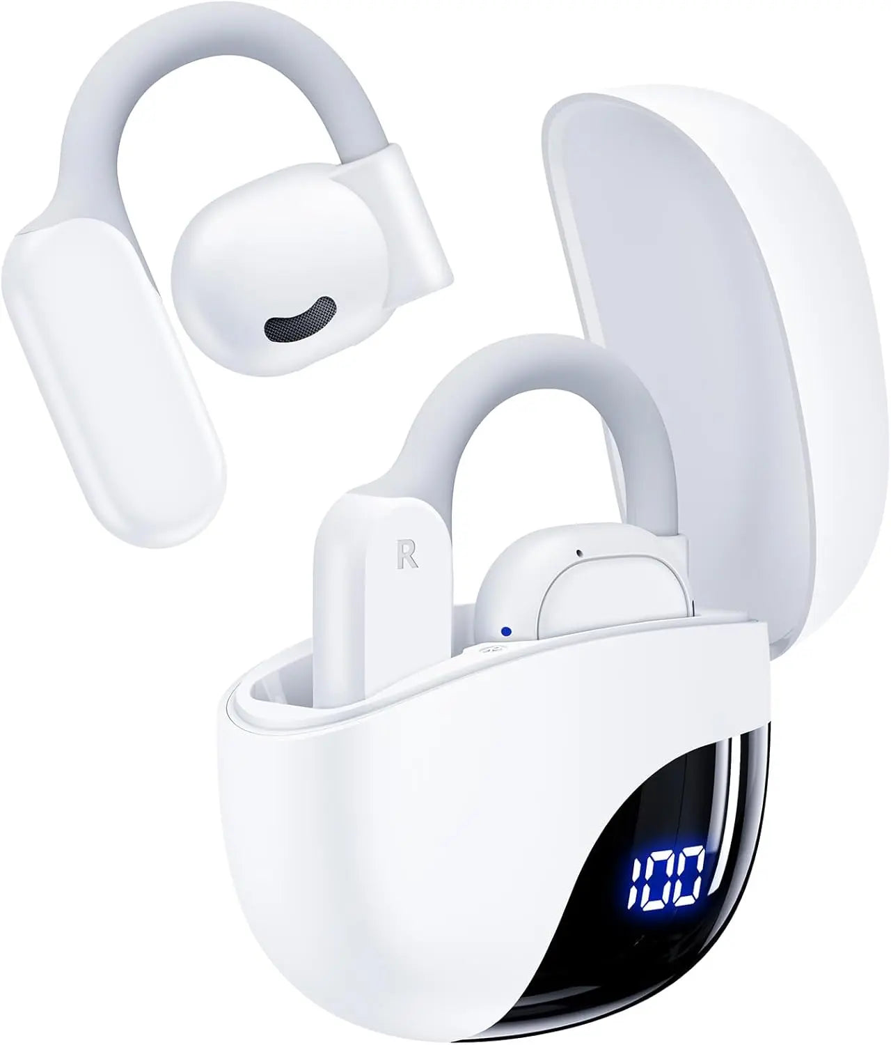 AI Translation Earbuds Real Time 163 Languages 80H Playtime Translator Ear Buds Audifonos Traductores Inglés Español Wireless Earphones Bluetooth Headphones for Travel Business Meeting Learning White