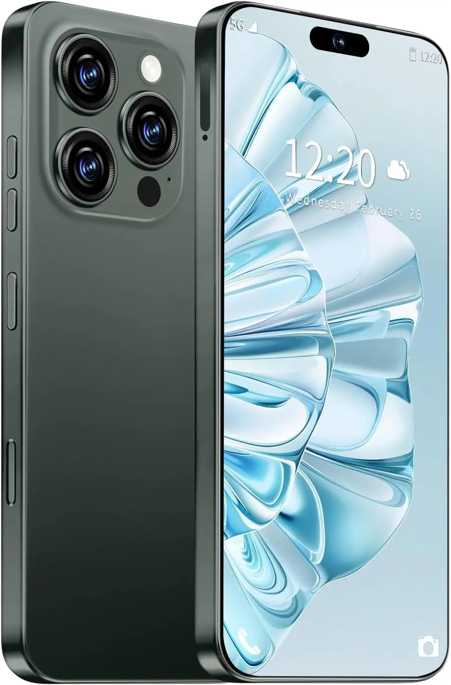 I16 PROMAX Unlocked Phone, 6.99inch Cell Phone with Android 13 12GB+512GB 7000mAh Long Battery Life, HD Screen Smartphone with Dual SIM, Fingerprint Lock, Face ID, Photos 5G Phone (Deep Green)