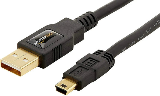 Amazon Basics USB-A to Mini USB 2.0 Cable, 480Mbps Transfer Speed with Gold-Plated Plugs, 6 Foot, Black