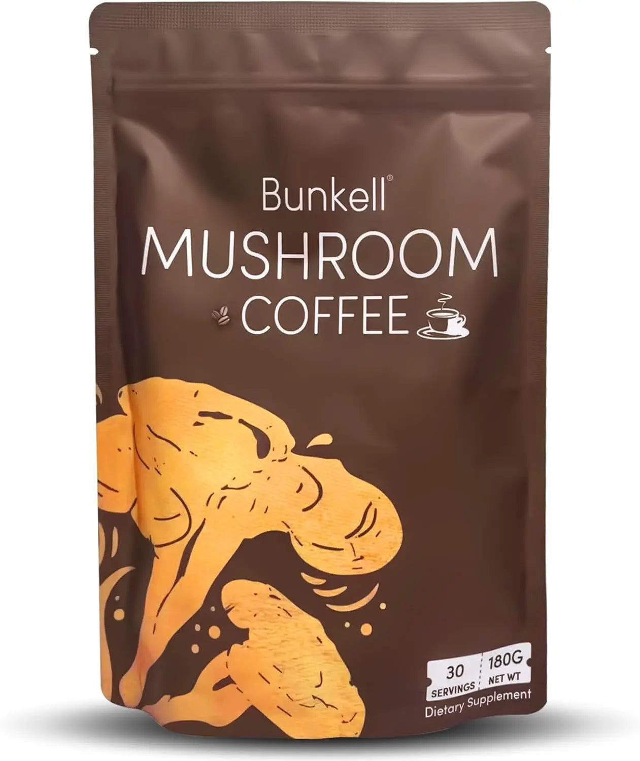 Mushroom Coffee, Organic 6 Mushrooms with Lion's Mane, Reishi, Cordyceps, Shitake, King Trumpet & Turkey Tail, Instant Coffee Powder for Energy, Digestion & Immune Support, 30 Servings 1 Pack