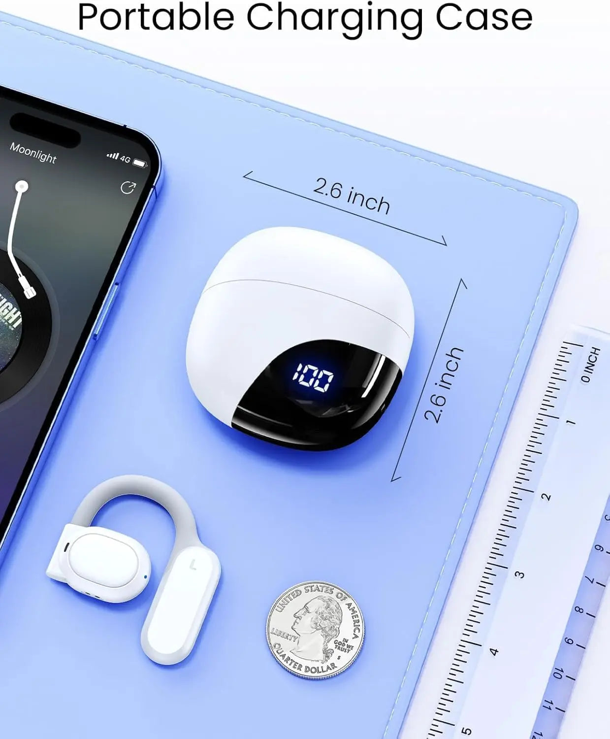 AI Translation Earbuds Real Time 163 Languages 80H Playtime Translator Ear Buds Audifonos Traductores Inglés Español Wireless Earphones Bluetooth Headphones for Travel Business Meeting Learning White