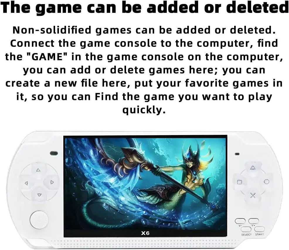 JXD Handheld Game Console 4.3 inch 8GB Built in 2000 Games for Multiple Simulators X6 Retro Video Game Console Mp3/4/Ebook TV Out Mini Hand Portable Game Player Device Holiday (White)