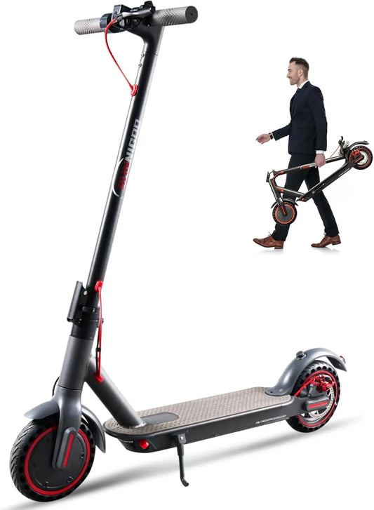 Electric Scooter for Adults- 10.4Ah Battery 350W(500W Peak) Motor, ≥19MPH & 25 Miles Long Range, 8.5'' Solid Tires Foldable with Dual Brake, Lightweight Portable Commuter E Scooter for Urban Travel