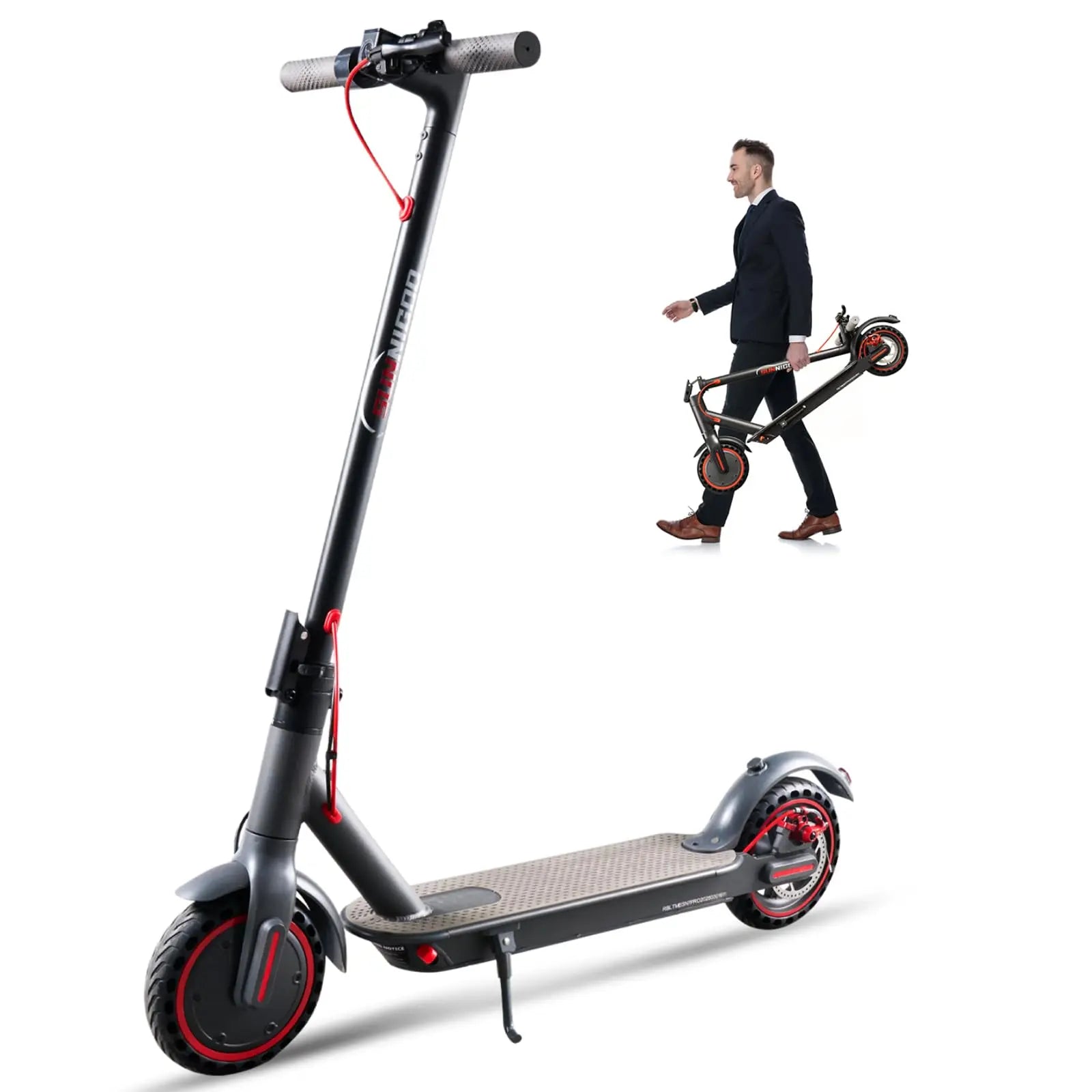 Electric Scooter for Adults- 10.4Ah Battery 350W(500W Peak) Motor, ≥19MPH & 25 Miles Long Range, 8.5'' Solid Tires Foldable with Dual Brake, Lightweight Portable Commuter E Scooter for Urban Travel
