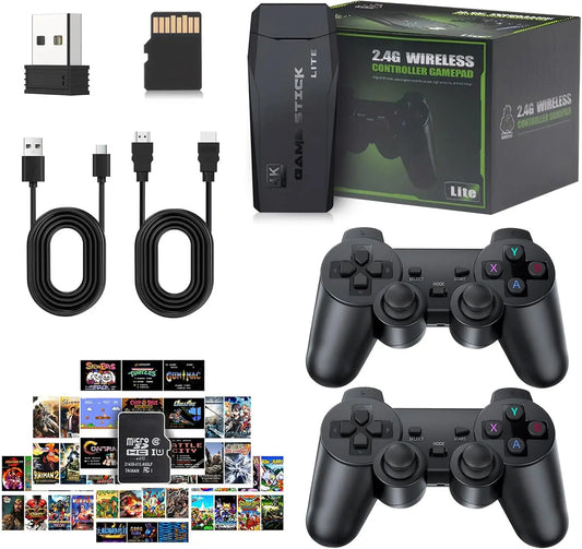 20000+ Games,2025 Newest Home Game Console Wireless Double Handle PSP Arcade Double TV Game Console Plug and Play Video Game Stick, HDMI Output TV, Gift for Kids and Adults (64G)
