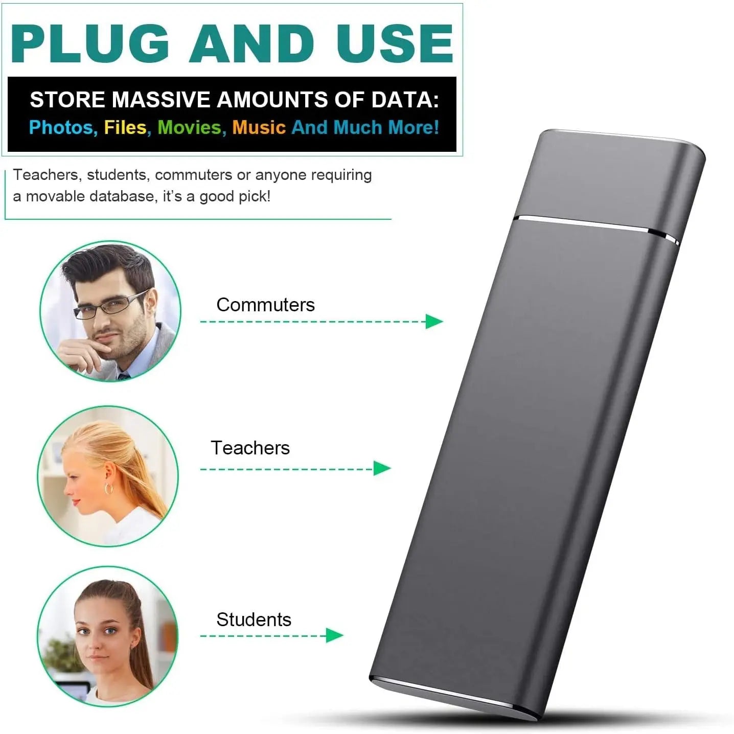 External Hard Drive 2TB, Portable Hard Drive External for PC, Laptop and Mac (2TB, Gold)