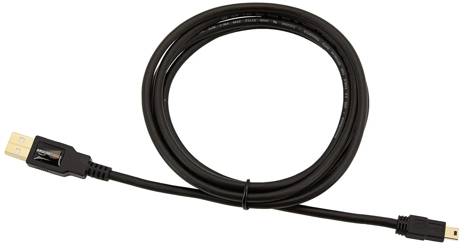 Amazon Basics USB-A to Mini USB 2.0 Cable, 480Mbps Transfer Speed with Gold-Plated Plugs, 6 Foot, Black