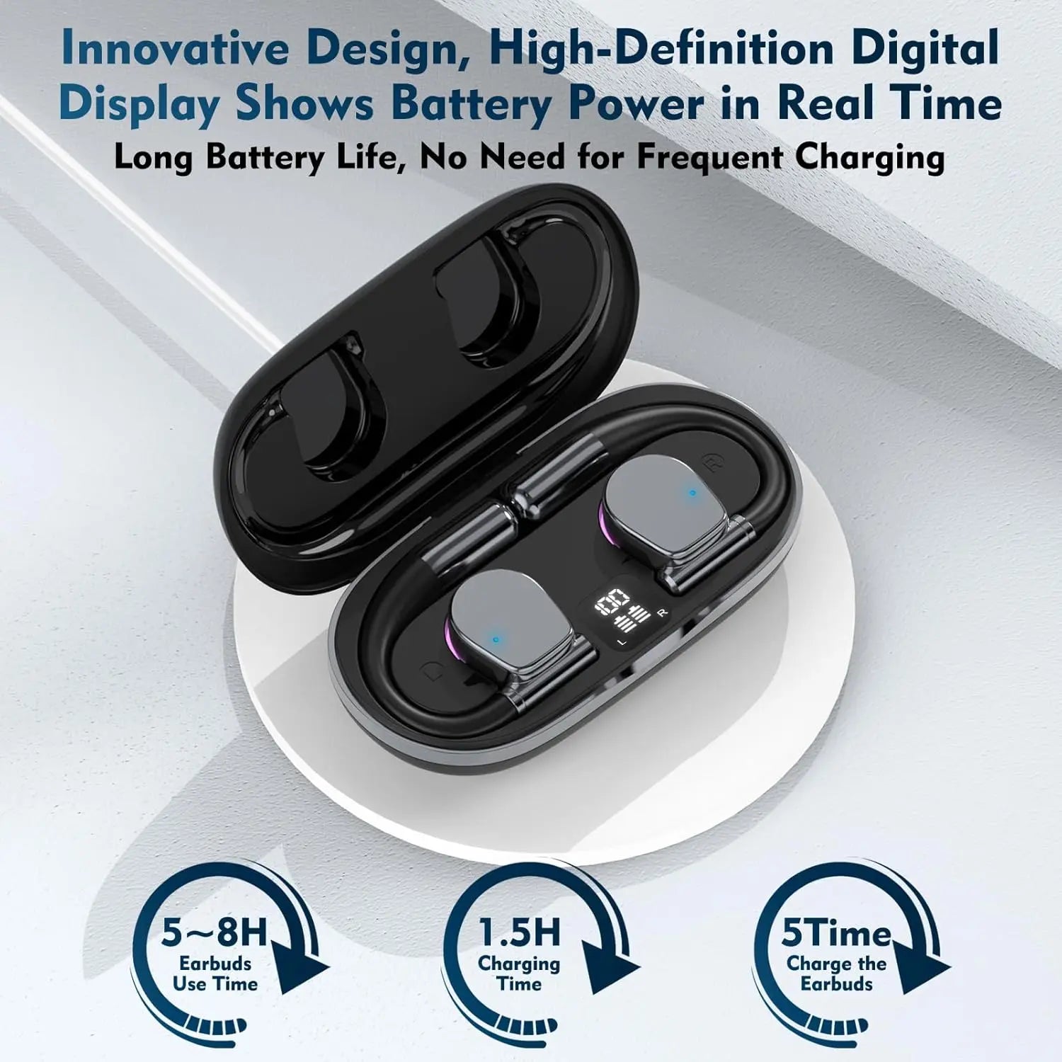 Translation Earbuds Real Time Language Translator Earbuds with 144 Languages, OWS Wireless Earbuds Noise-Canceling, Long Battery Life for Travel & Business Learning Ideal Compatible with iOS & Android