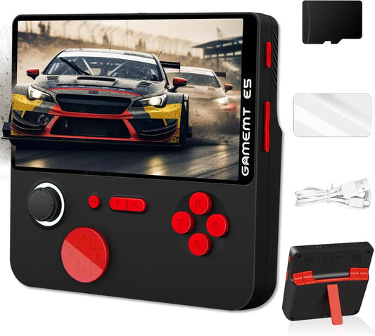 Handheld Game Console 5 Inch Screen, Retro Gaming Console with 64G Built-in 15000+ Classic Games, 1280x720 Pixels, Game Searchable, 5000mAh Battery, Portable Pocket Arcade with Desktop Stand (Black)