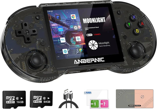 Dosnura RG353P Handheld Game Console Linux and Android Dual OS RK3566 64BIT 64G TF Card 4420+ Classic Games 3.5 Inch IPS Screen 3500mAh Battery Support 5G WiFi 4.2 Bluetooth(RG353P-Black)