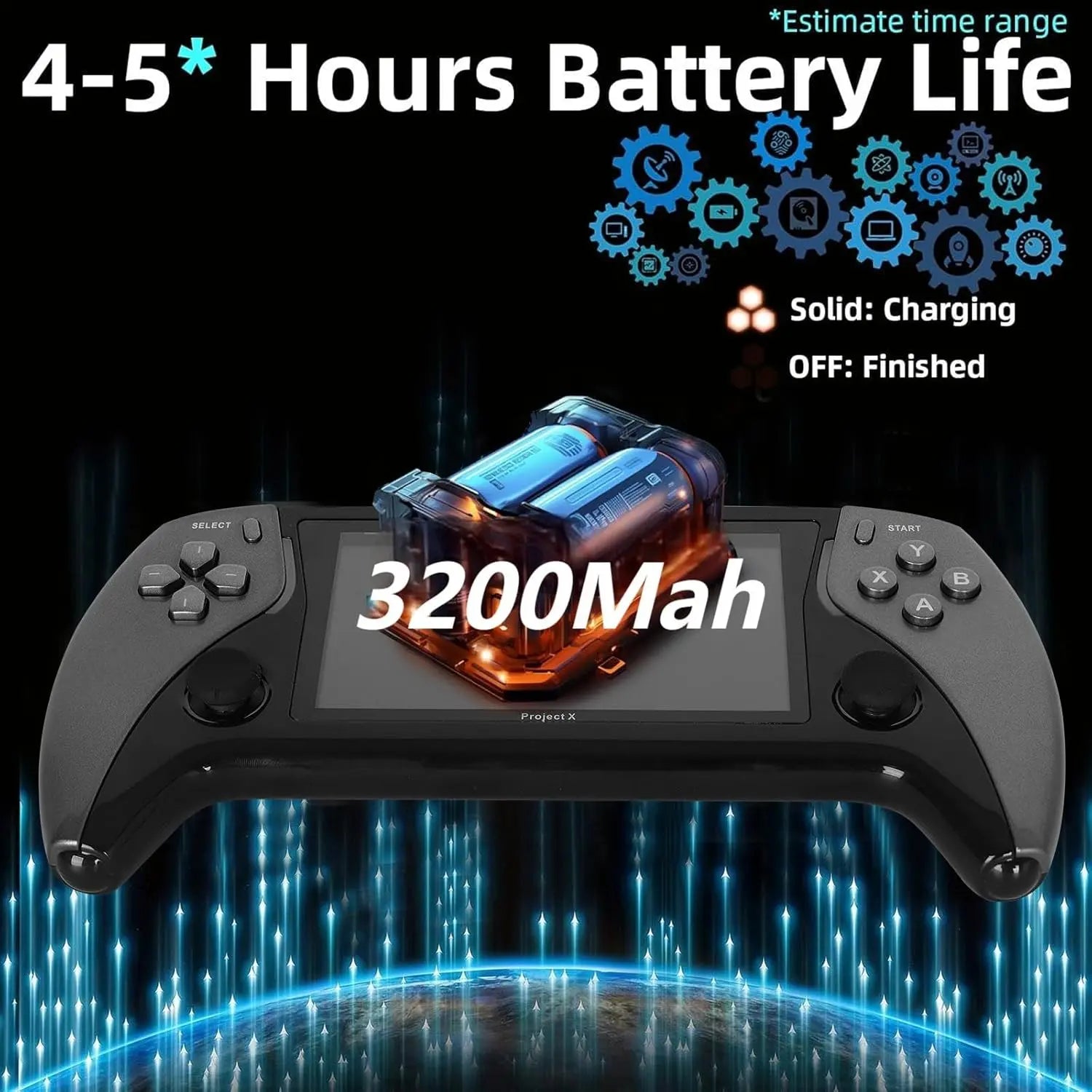 ugtenversi Handheld Retro Game Console Linux System 20+ Emulator 64G TF Card 15000+ game, Portable Retro Game Console 4. 3-inch IPS Screen (Black)