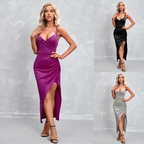 New Women's Summer Solid Color Glitter Slip Dress Amazing Hot Prices For You