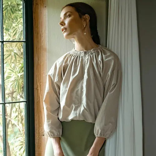 NORMA Recycled Ruffle Jacket, in Beige Amazing Hot Prices For You