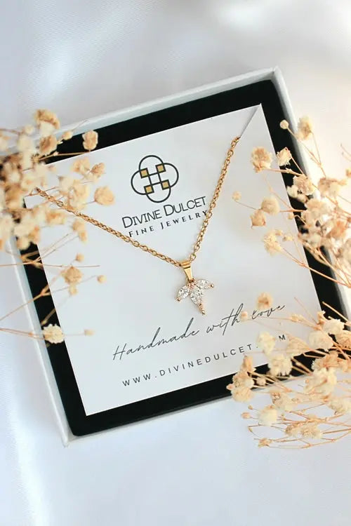 24 Karats CZ Dainty Flower Petals Pendant Necklace Amazing Hot Prices For You