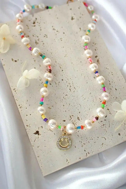 24 Karats Gold Freshwater Pearls & Colorful Beads Choker Amazing Hot Prices For You