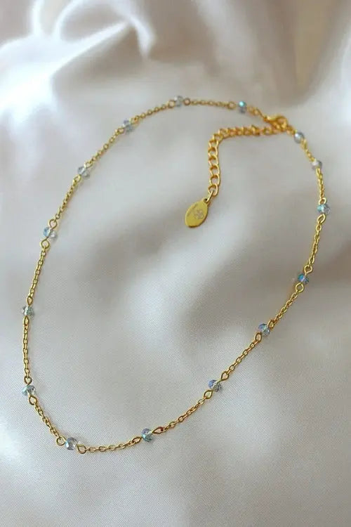 18 Karats Chrome Glass Crystals Chain Choker Amazing Hot Prices For You