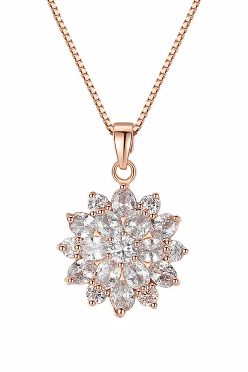 Diamond Sunflower Pendant Necklace 18 Karats Gold Plated Amazing Hot Prices For You