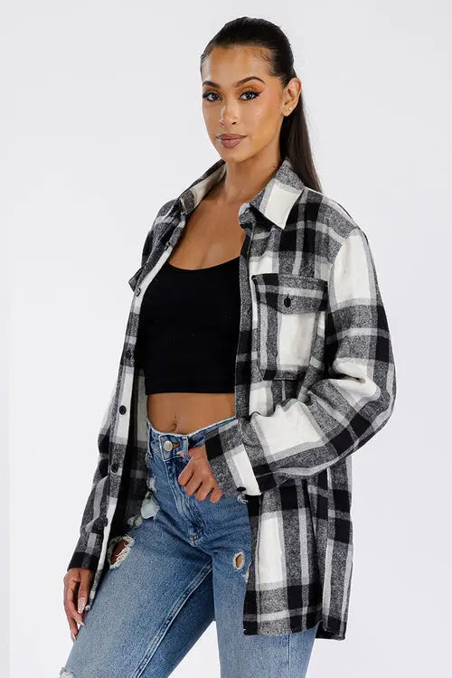 Boyfriend Oversized Soft Flannel Shacket Amazing Hot Prices For You