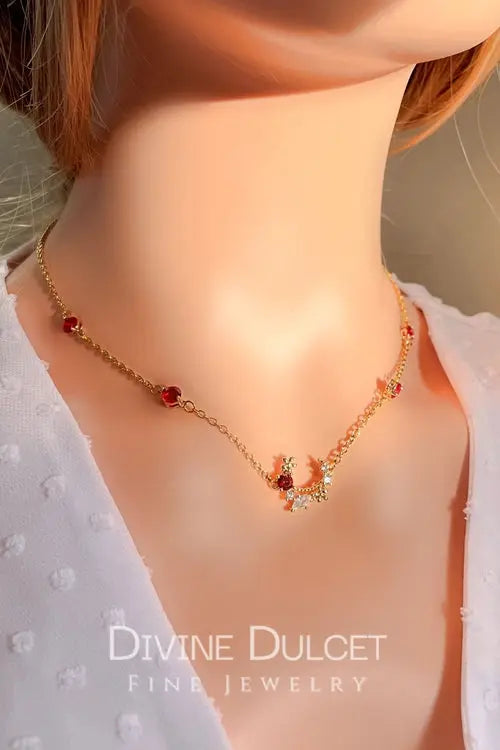 “Fairy Garden” 24K Red CZ Necklace Amazing Hot Prices For You