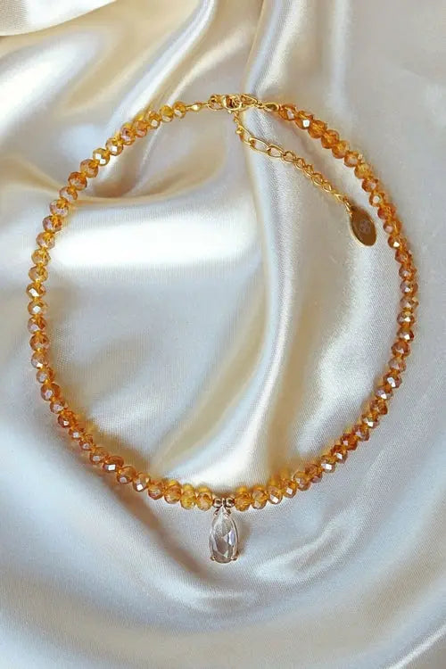 18 Karat Champagne Color Austrian Crystals Choker Amazing Hot Prices For You