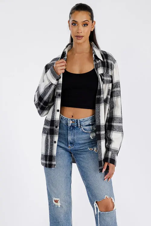 Boyfriend Oversized Soft Flannel Shacket Amazing Hot Prices For You