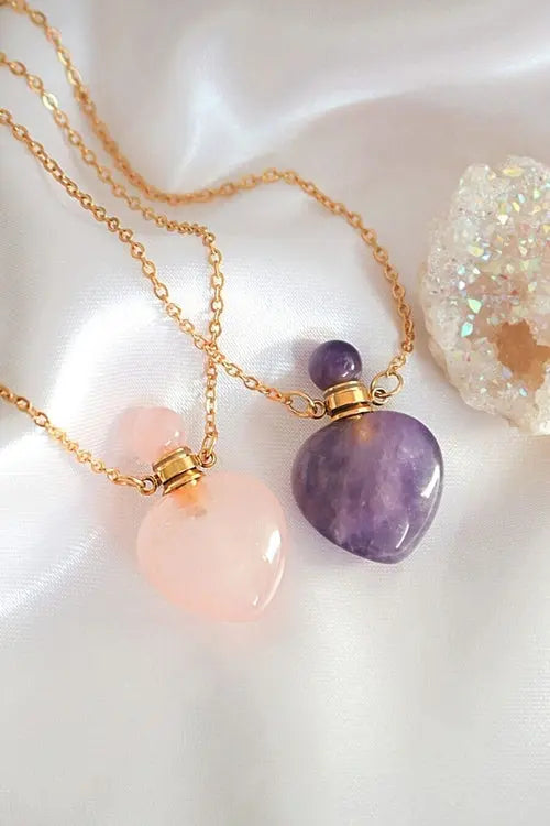 Heart Crystals Bottles 24 Karats Natural Crystals Necklaces Amazing Hot Prices For You