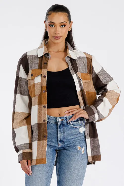 Boyfriend Oversized Soft Flannel Shacket Amazing Hot Prices For You