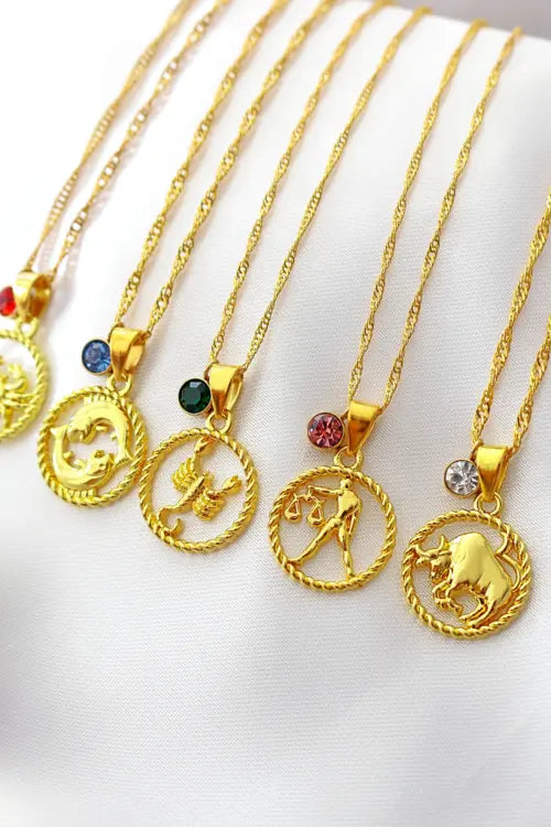 18K Zodiac Sign and Birthstone Necklace Amazing Hot Prices For You