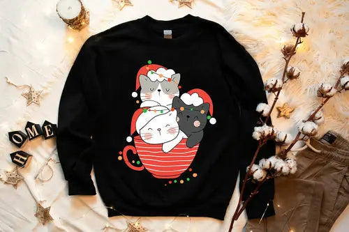 Cute Cats Cup Christmas Sweatshirt Amazing Hot Prices For You