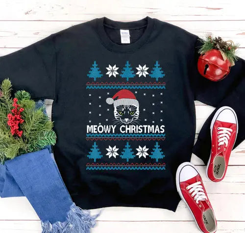 Meowy Christmas Sweatshirt Amazing Hot Prices For You