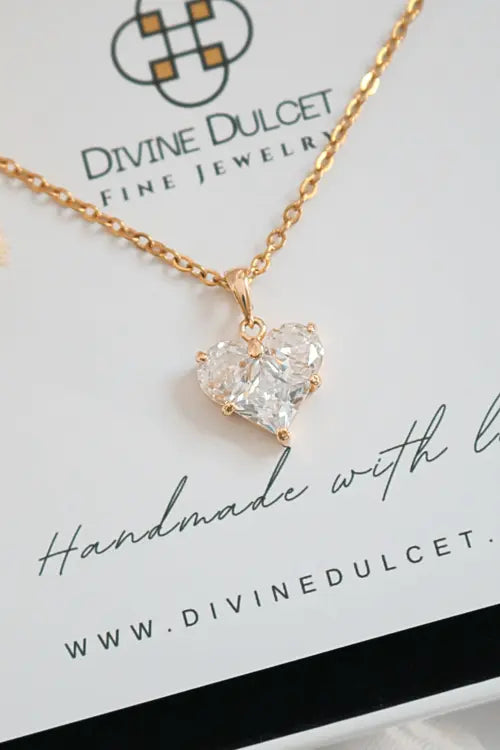 24 Karats CZ Heart Pendant Necklace Amazing Hot Prices For You