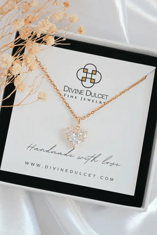 24 Karats CZ Heart Pendant Necklace Amazing Hot Prices For You