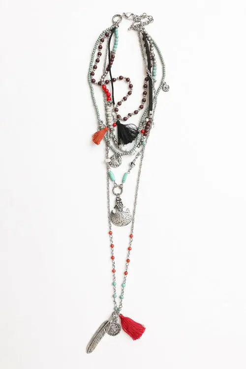 Feather Fringe Multi-Layered Necklace Amazing Hot Prices For You