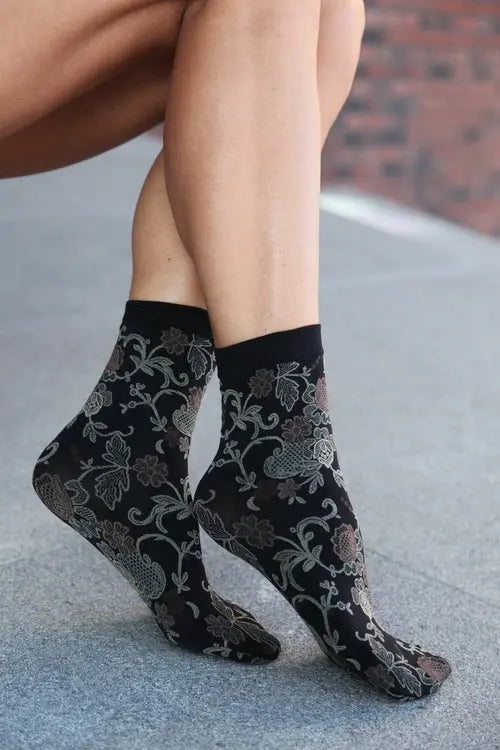 DAISY socks with beige flowers Amazing Hot Prices For You