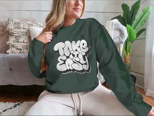 Take It Easy Graffiti Bubble Shaped Design for Sweatshirt Amazing Hot Prices For You