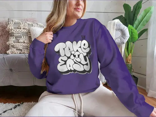 Take It Easy Graffiti Bubble Shaped Design for Sweatshirt Amazing Hot Prices For You