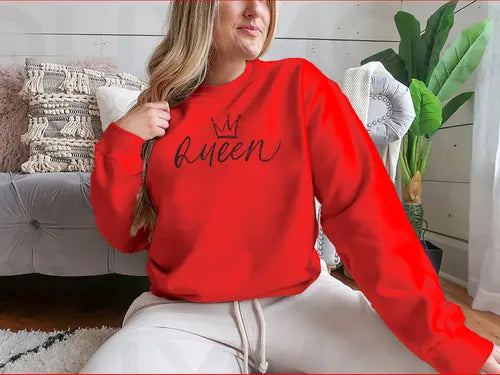 Queen Vector Brush Calligraphic Word With Crown Design for Sweatshirt Amazing Hot Prices For You