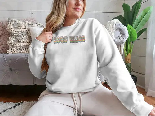 Retro Good Vibes Illustration Design for Sweatshirt Amazing Hot Prices For You