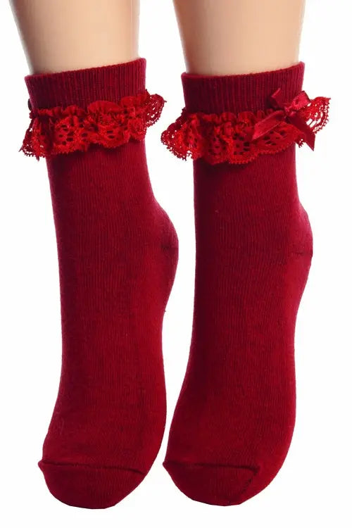 LUISA red socks with lace for children Amazing Hot Prices For You