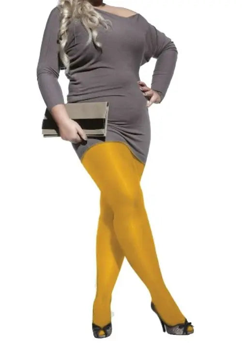 PLUS 40 YELLOW microfiber tights for PLUS SIZE Amazing Hot Prices For You