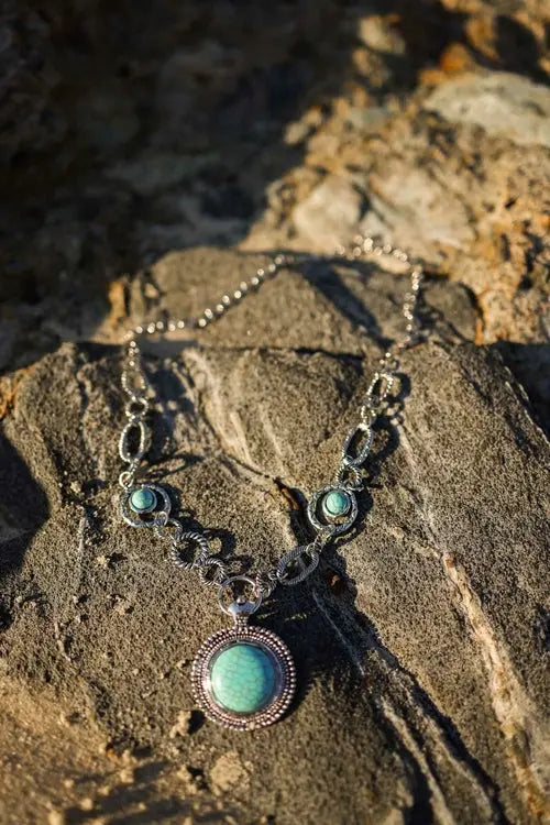 Soleil Turquoise & Silver Link Necklace Amazing Hot Prices For You