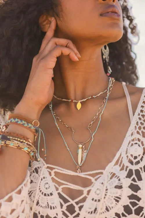 Tusk Horn & Arrow Layered Necklace Amazing Hot Prices For You